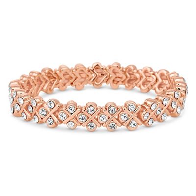 Rose gold crystal cross stretch bracelet